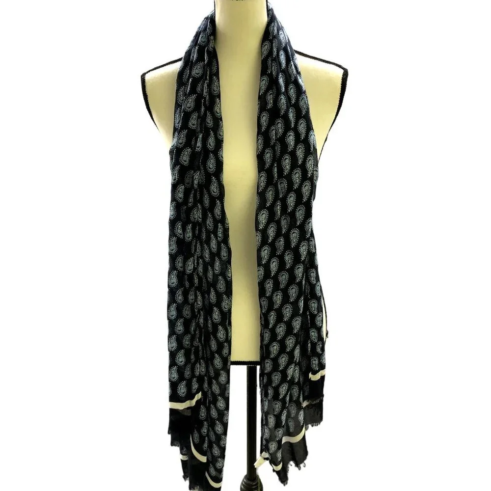 NWT Vera Bradley‎ Scarf Blue Paisley Rayon Fringe Soft Shawl Lightweight